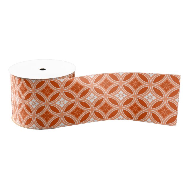 Shippo with Flower Motif, Mandarin Orange  Grosgrain Ribbon (Spool)
