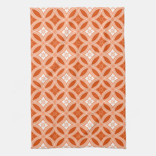 Shippo with Flower Motif, Mandarin Orange  Kitchen Towel
