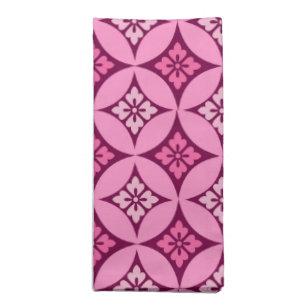 Shippo with Flower Motif, Pink and Burgundy Cloth Napkin