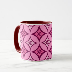 Shippo with Flower Motif, Pink and Burgundy Mug