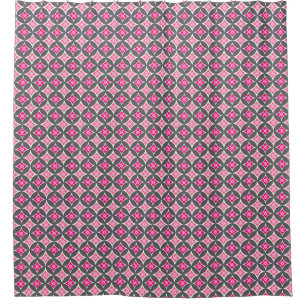 Shippo with Flower Motif, Pink and Silver Gray Shower Curtain