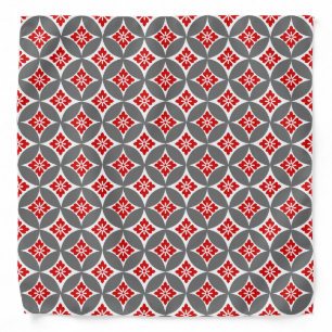 Shippo with Flower Motif, Red, White and Gray Bandana