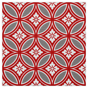 Shippo with Flower Motif, Red, White and Gray Fabric