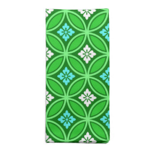 Shippo with Flower Motif, Shades of Jade Green Cloth Napkin