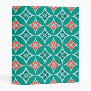 Shippo with Flower Motif, Turquoise and Coral Mini Binder