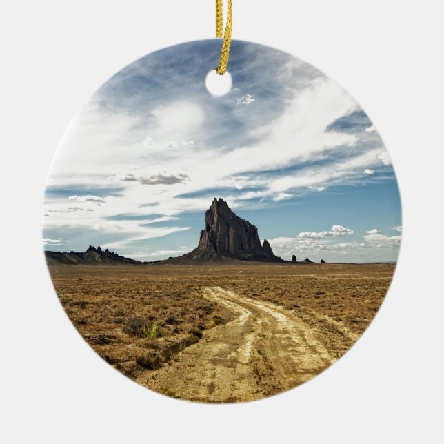 Shiprock New Mexico Mountain Southwest Landscape Ceramic Ornament (Front)