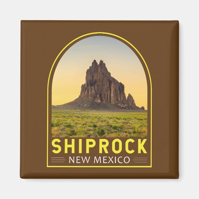 Shiprock New Mexico Retro Emblem Art Vintage Magnet (Front)
