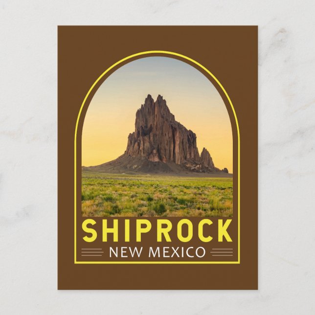 Shiprock New Mexico Retro Emblem Art Vintage Postcard (Front)