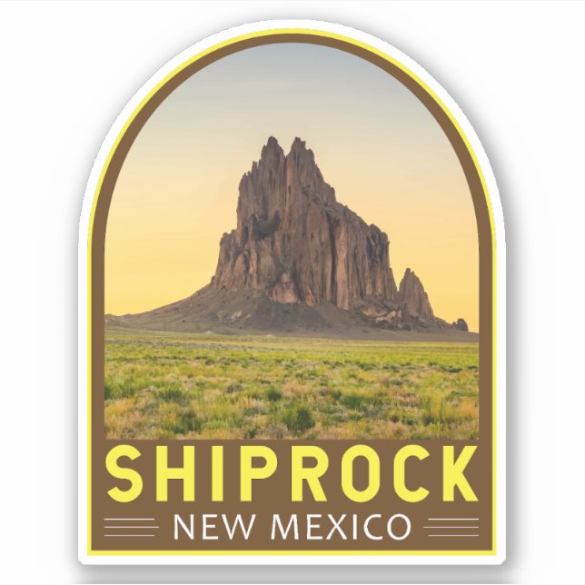 Shiprock New Mexico Retro Emblem Art Vintage Sticker (Front)