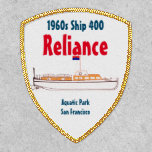 Ship&#39;s 2.5&quot; x 3&quot; Shield, Gold Mylar Stitching Patch