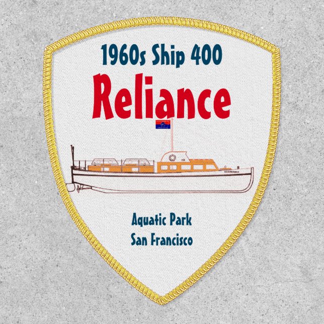 Ship's 2.5" x 3" Shield, Gold Mylar Stitching Patch (Front)