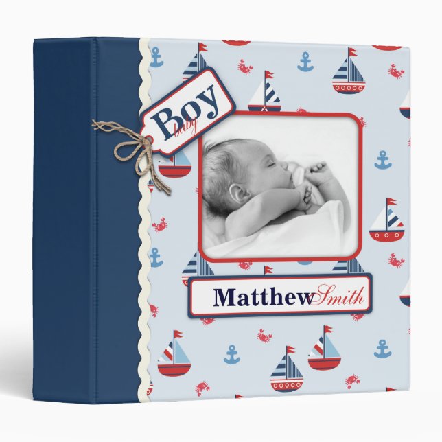 Ships Ahoy! 1.5 in Baby Album Binder (Front/Spine)