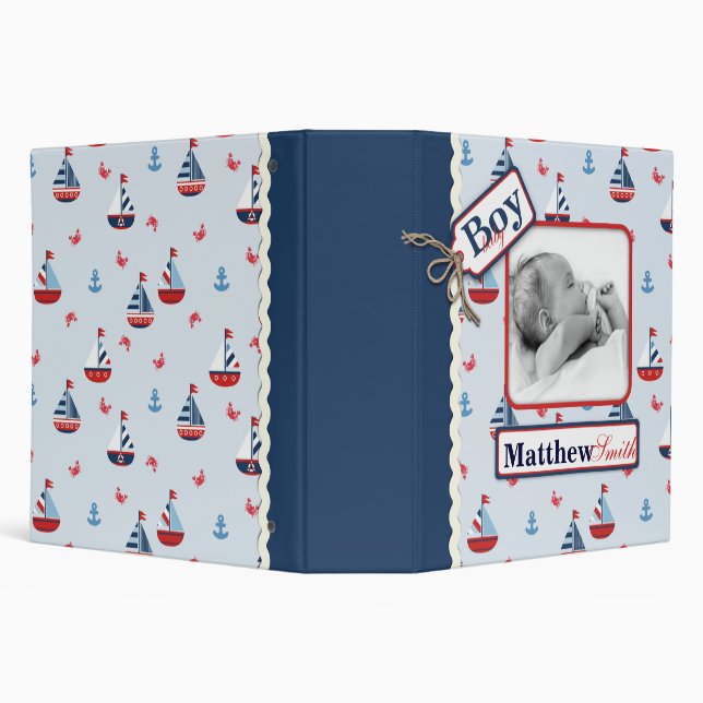 Ships Ahoy! 2 in Baby Album 3 Ring Binder (Background)
