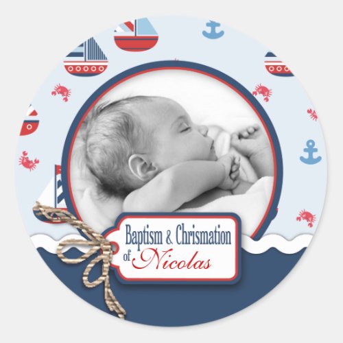 Ships Ahoy Baptism Photo Sticker