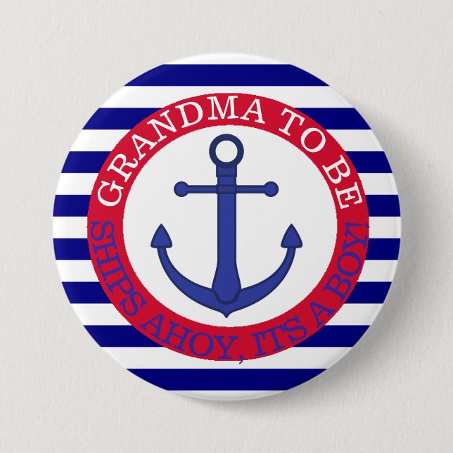 Ships Ahoy, Its a Boy Baby Shower Button (Front)
