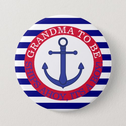 Ships Ahoy Its a Boy Baby Shower Button