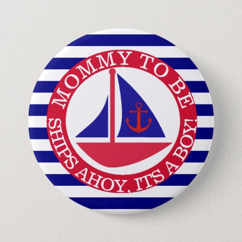 Ships Ahoy Its a Boy Baby Shower Button