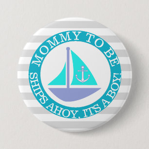 Ships Ahoy, Its a Boy Baby Shower Button