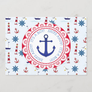 Ships Ahoy, Its a Boy, Baby Shower Invitation
