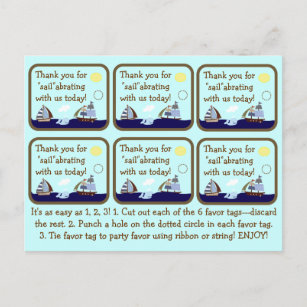 Ships Ahoy Mate Baby Shower Favor Tags Postcard