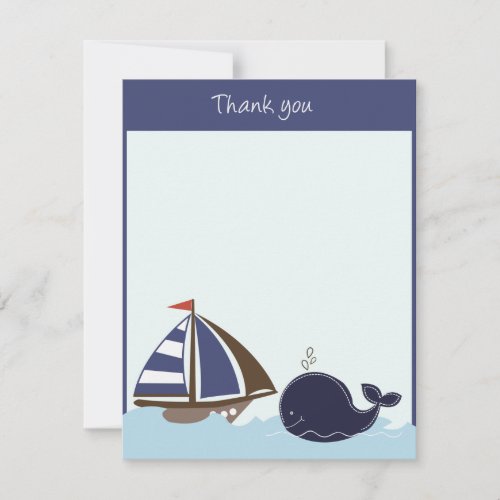 Ships Ahoy Mate Navy 4x5 Flat Thank you note Personalized Invite