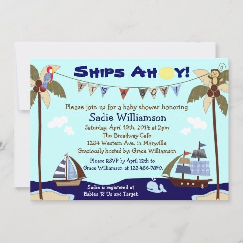 Ships Ahoy Nautical Baby Shower Invitation