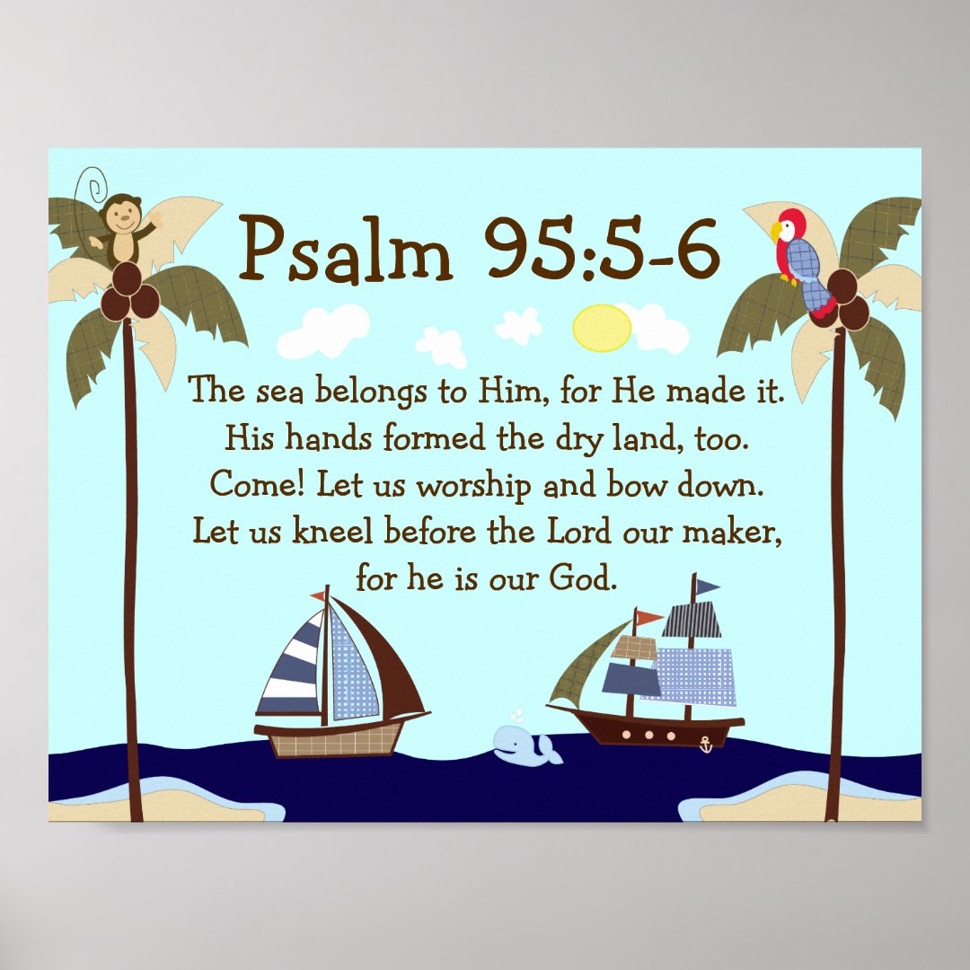 Ships Ahoy Nautical Bible Verse Wall Print Zazzle