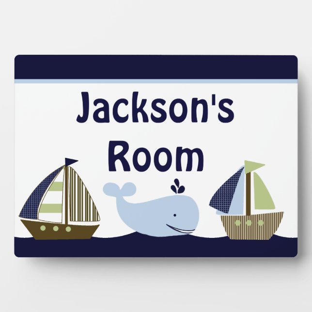 Ships Ahoy/Nautical Sailboats/Whale Plaque (Front)