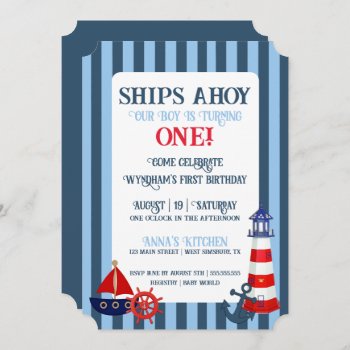 Ships Ahoy Our Baby Boy Is Turning One Birthday by Ohhhhilovethat at Zazzle