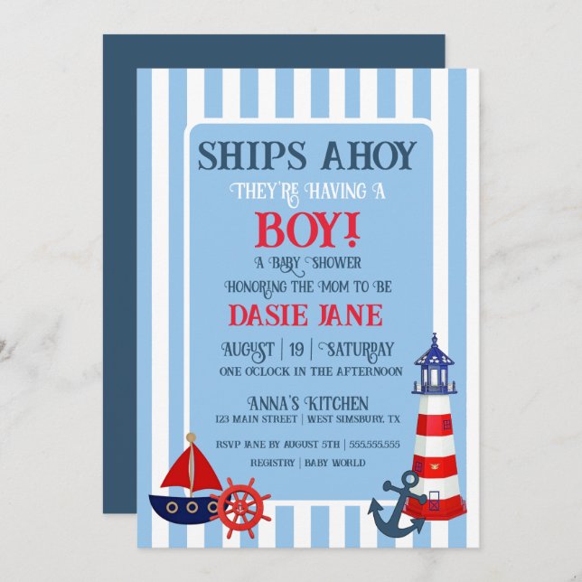 Ships Ahoy They're Having A Boy Shower Sprinkle (Front/Back)