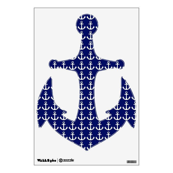 Ship's Anchor Blue and White Nautical Wall Decal