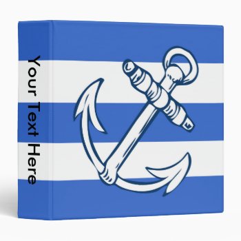 Ships Anchor Blue Stripes 3-ring Binder 1.5" by TheHomeStore at Zazzle