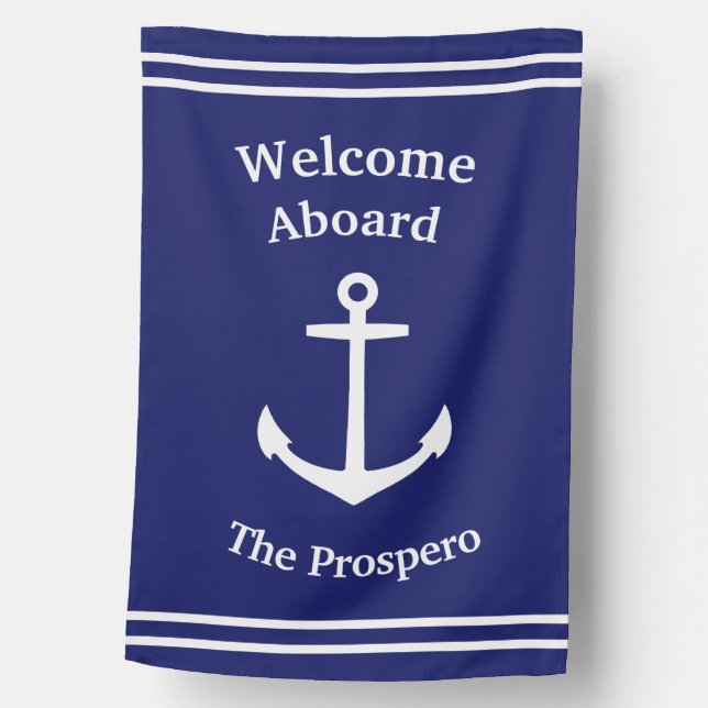Ship's Anchor Custom Blue Boat Flag (Front)