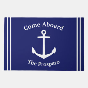 Ship's Anchor Custom Blue Nautical Doormat
