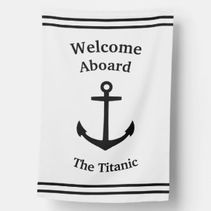 Ship's Anchor Custom White & Black Boat Flag