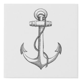Ships Anchor Drawing Sketch Artwork Faux Canvas Print