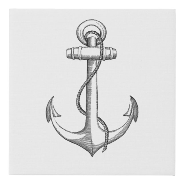 Ships Anchor Drawing Sketch Artwork Faux Canvas Print (Front)