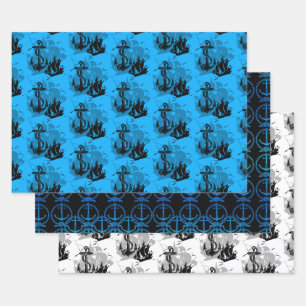 Ships & Anchor Nautical Collection Wrapping Paper Sheets