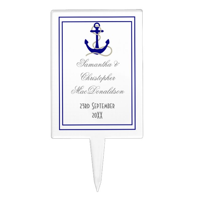 Ships Anchor nautical  wedding Cake Topper (Front)
