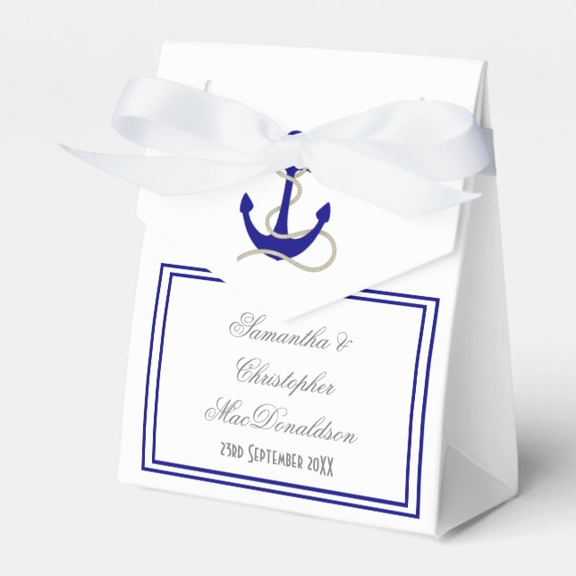 Ships anchor nautical wedding favor boxes (Front Side)