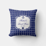 Ship's Anchor Navy Blue Nautical Pillow
