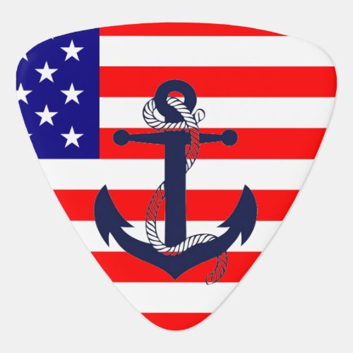 Ships Anchor on American Flag Guitar Pick