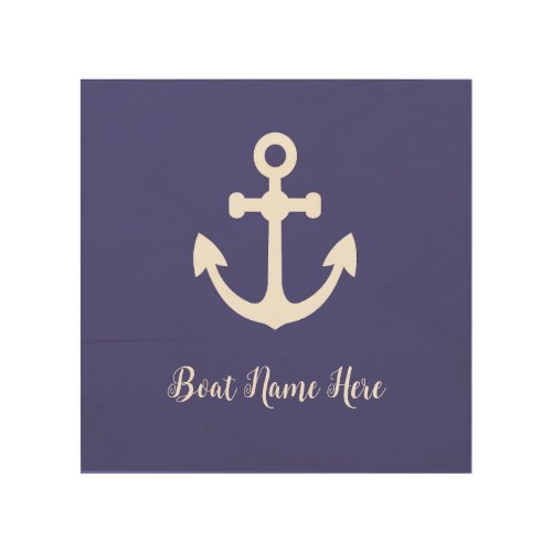 Ships Anchor White and Blue Personalized Wood Wall Art