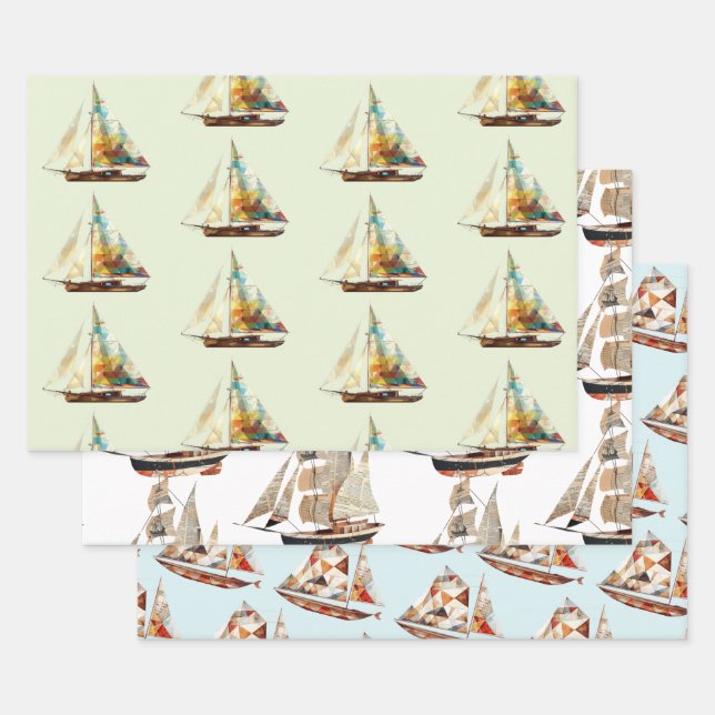  Ships and Boats Wrapping Paper Sheets (Set)