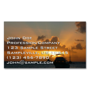 Ships and Sunset Tropical Seascape Business Card Magnet