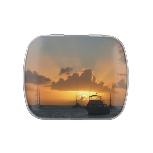 Ships and Sunset Tropical Seascape Candy Tin (Top)