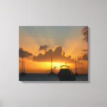 Ships and Sunset Tropical Seascape Canvas Print