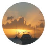 Ships and Sunset Tropical Seascape Classic Round Sticker