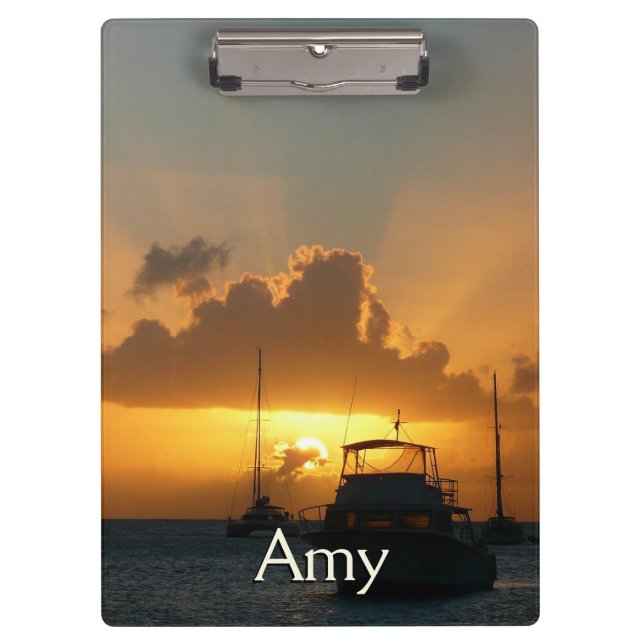 Ships and Sunset Tropical Seascape Clipboard (Front)