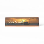 Ships and Sunset Tropical Seascape Desk Name Plate
